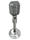 Metallic retro microphone on white background Royalty Free Stock Photo