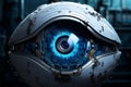 Metallic Robot eye. Generate Ai