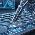 Robot Finger Pressing E-mail Key on Keyboard Royalty Free Stock Photo