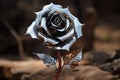 Metallic rose sculpture, a crafted floral design. Elegant, handmade metal art for decor Royalty Free Stock Photo