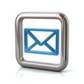 Metallic rounded square frame with blue mail icon