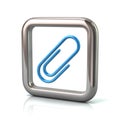Metallic rounded square frame with blue paper clip icon Royalty Free Stock Photo