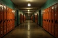 Metallic row lockers. Generate Ai Royalty Free Stock Photo