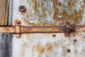Metallic rusted items. Rust lock mechanism in abandoned factory Royalty Free Stock Photo