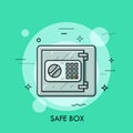 Metallic safe box with closed door and buttons of electronic lock code on it. Money storage, safety, security, bank Royalty Free Stock Photo