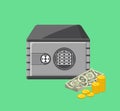 Metallic safe box with money poster Royalty Free Stock Photo