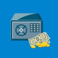 Metallic safe box with money poster Royalty Free Stock Photo