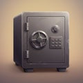 Metallic safe with a digital keypad and a spinning combination lock. The safe is Royalty Free Stock Photo