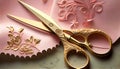 Metallic Sharp Blade Cuts Through Antique Gold Paper generated by AI