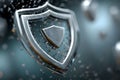 Metallic Shield Emblem on Reflective Surface - Symbol of Protection and Security Generative AI Royalty Free Stock Photo