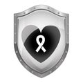 Metallic shield with heart and symbol breast cancer
