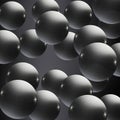 Metallic shiny balls on a silvery gray gradient background.