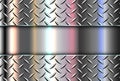 Metallic shiny iridescence background with technology diamond plate pattern, steel metal lustrous texture Royalty Free Stock Photo