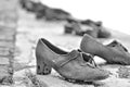Metallic shoes at Budapest Royalty Free Stock Photo