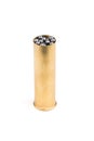 Metallic shotgun shell full of iron shot Royalty Free Stock Photo