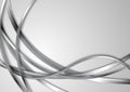 Metallic silver abstract waves on grey background