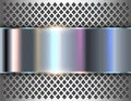 Metallic silver background with opalescent pearl colors, chrome metal background with perforated texture, 3d illustration Royalty Free Stock Photo