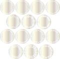 Metallic silver circle labels