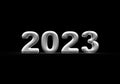 Metallic Silver and Gold year end 2022, 2023 3d rendered numbers