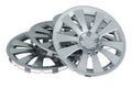 Metallic Silver Hubcaps, Wheel Covers. 3D rendering