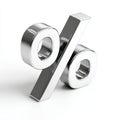 Shiny Silver Percentage Symbol With Clean Background And Dramatic Lighting Royalty Free Stock Photo