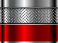 Metallic silver red background, 3d metal shiny chrome with diamond plate texture Royalty Free Stock Photo