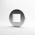 Metallic Silver Stop Button Icon with Square Cutout symbol Royalty Free Stock Photo