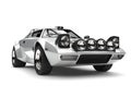 Metallic silver vintage sports race car Royalty Free Stock Photo