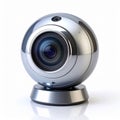 Metallic Silver Webcam on a White Background with Reflection Studio Shot Royalty Free Stock Photo