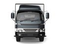 Metallic slate gray small box truck - front view