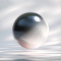 A metallic sphere with a gradient texture floats against a soft white background. Royalty Free Stock Photo