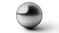 Metallic Sphere on White Background A shiny metallic sphere with a grid pattern isolated on a white background Perfect for Royalty Free Stock Photo