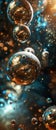 Metallic spheres floating in a zerogravity environment symbolizing the advancement of future space technology Royalty Free Stock Photo