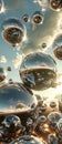 Metallic spheres floating in a zerogravity environment symbolizing the advancement of future space technology Royalty Free Stock Photo