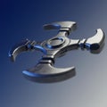 Metallic Spinner Fidget Toy on Blue Gradient Background Royalty Free Stock Photo