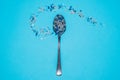 Spoon with microplastics Royalty Free Stock Photo