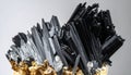 Metallic Stibnite Crystal Cluster on Matrix Royalty Free Stock Photo