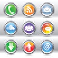 Metallic stylish modern communication icon set