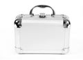 Metallic suitcase on white background Royalty Free Stock Photo