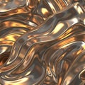 Metallic surface displaying fluid, undulating waves creating an abstract, dynamic Royalty Free Stock Photo