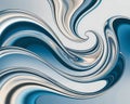 Metallic Swirling Waves with Silver and Deep Blue Tones Creating a Smooth Reflective Abstract Background Texture Royalty Free Stock Photo