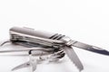 Metallic swiss army knife Royalty Free Stock Photo