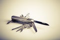 Metallic swiss army knife Royalty Free Stock Photo