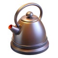3d render of a metallic tea kettle with a rounded body and orange interior spout teapot Royalty Free Stock Photo