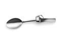Metallic teaspoon with knot on handle. Diet concept. 3D rendering Royalty Free Stock Photo
