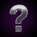 A metallic, three-dimensional question mark is centered against a dark purple gradient Royalty Free Stock Photo