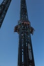 Metallic Tower in the Amusement Park: Crazy Speed Uphill and Downhill Royalty Free Stock Photo