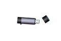 Metallic USB Flash Drive and Memory Card Reader with Removable Cap. Royalty Free Stock Photo
