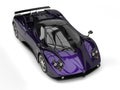 Metallic violet super car - top down view