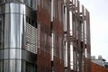 Metallic wall or roof panels. Close-up fragment of minimalist business building interior. Abstract modern Royalty Free Stock Photo